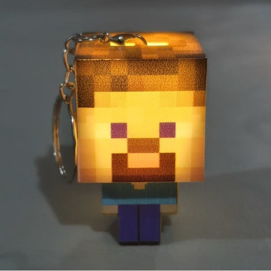 MINECRAFT *Light Up* Keyring Mobs Steve Skelly | 5 Designs Choices w/Battery 💡