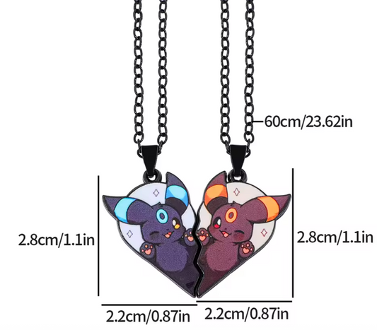 Pokemon Umbreon Couples Split Heart Necklace Set 🖤 | Fast Dispatch | Gift