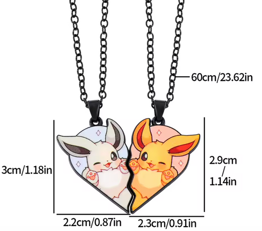 Pokemon Eevee Couples Split Heart Necklace Set 🖤 | Fast Dispatch | Gift