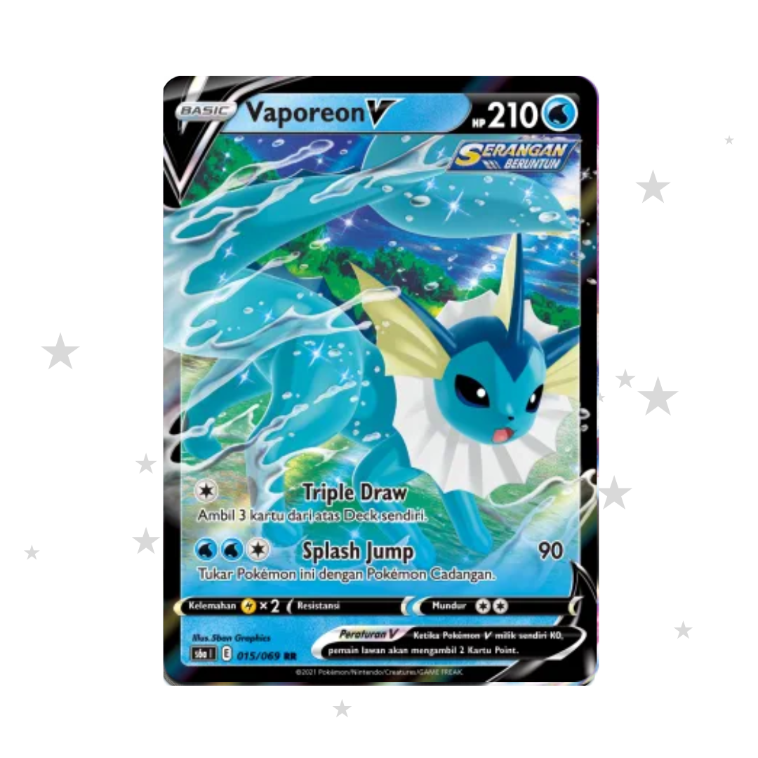 Vaporeon V 015/069 SR - Eevee Heroes S6AI - Indonesian 🇮🇩