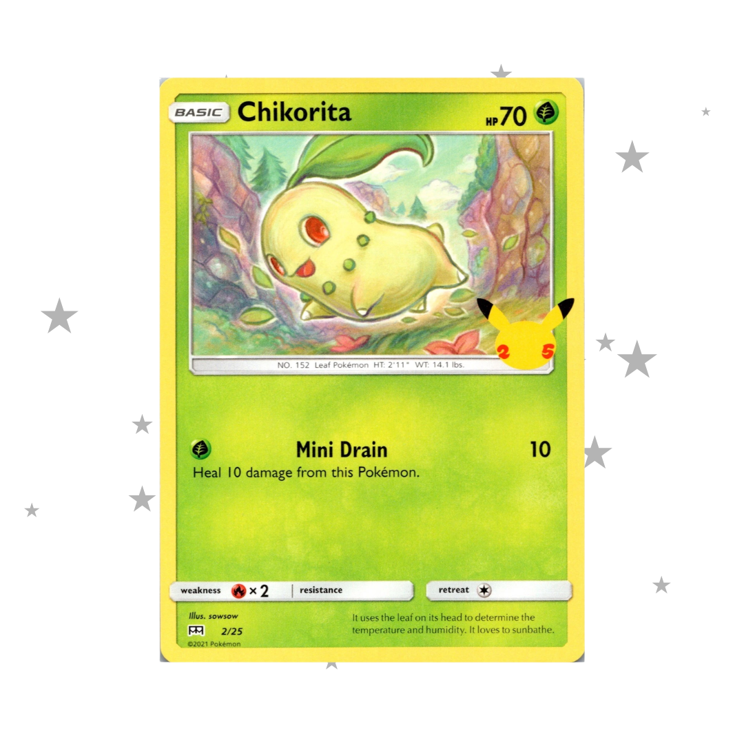 Chikorita 002/025 25th Stamp - McDonalds 25th Set - English 🇬🇧