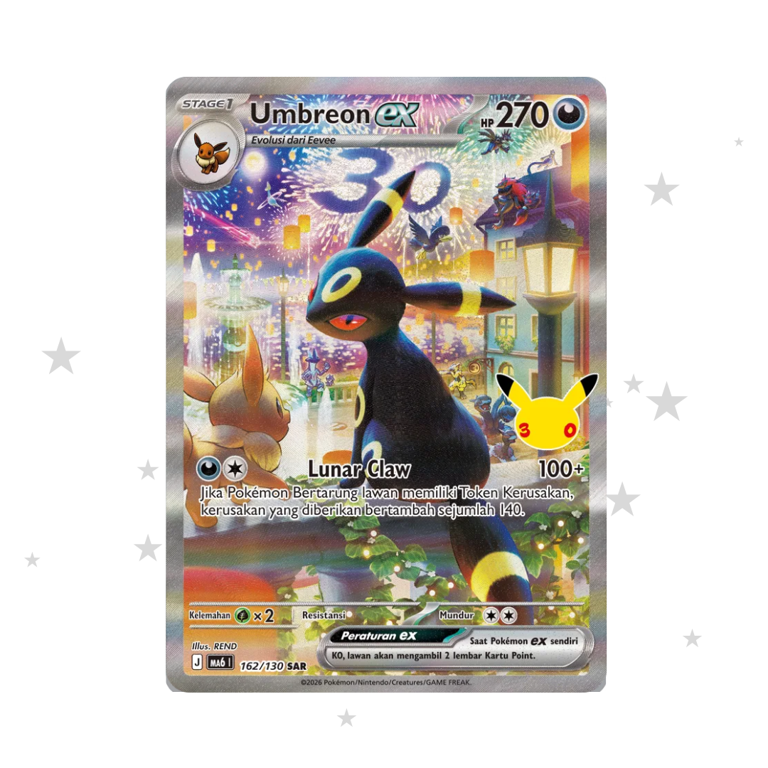 Umbreon 162/130 SAR - 30th Celebrations - Indonesian ๐ฎ๐ฉ - ShuppetMaster TCG