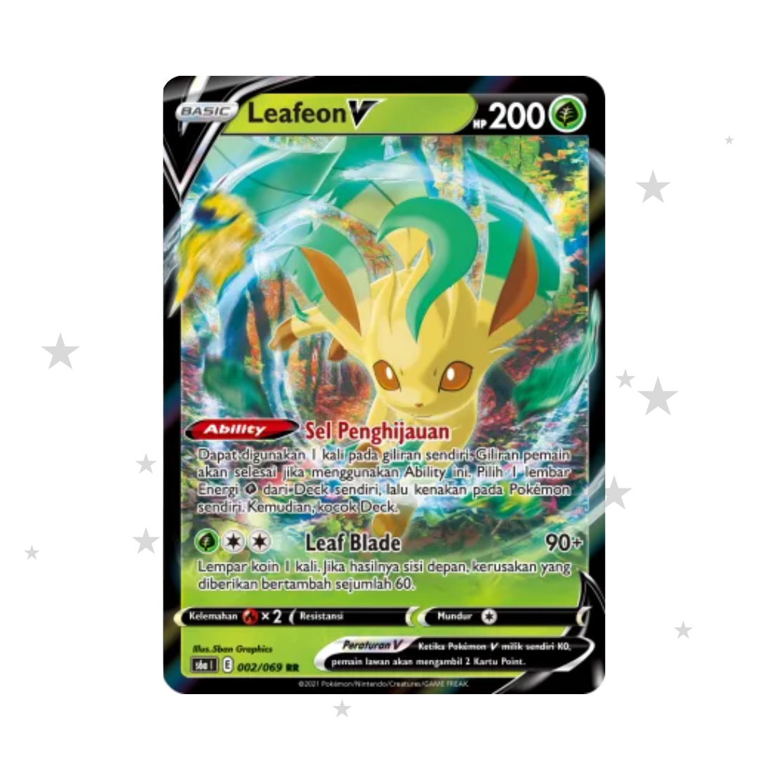 Leafeon V 002/069 SR - Eevee Heroes S6AI - Indonesian 🇮🇩