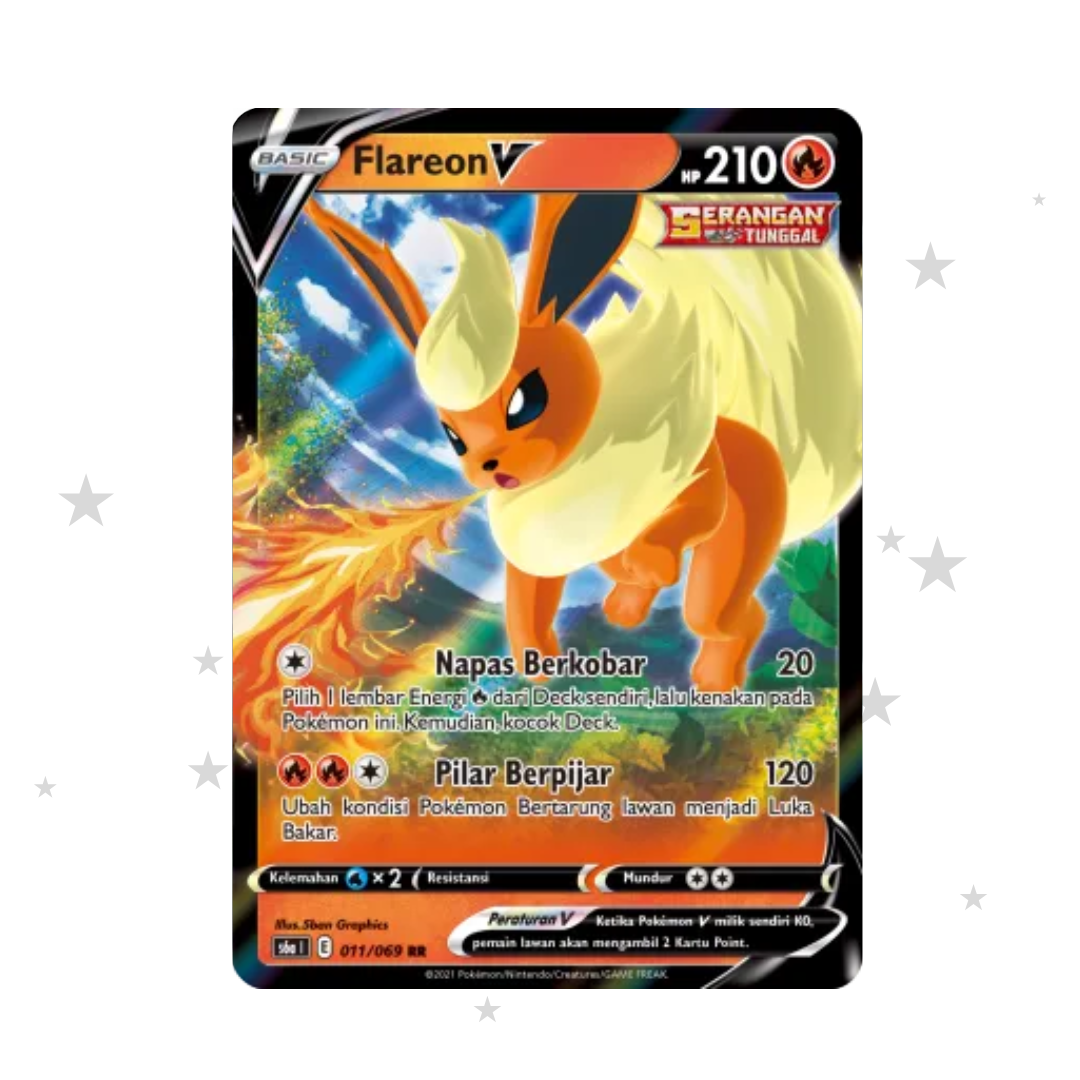 Flareon V 011/069 SR - Eevee Heroes S6AI - Indonesian 🇮🇩