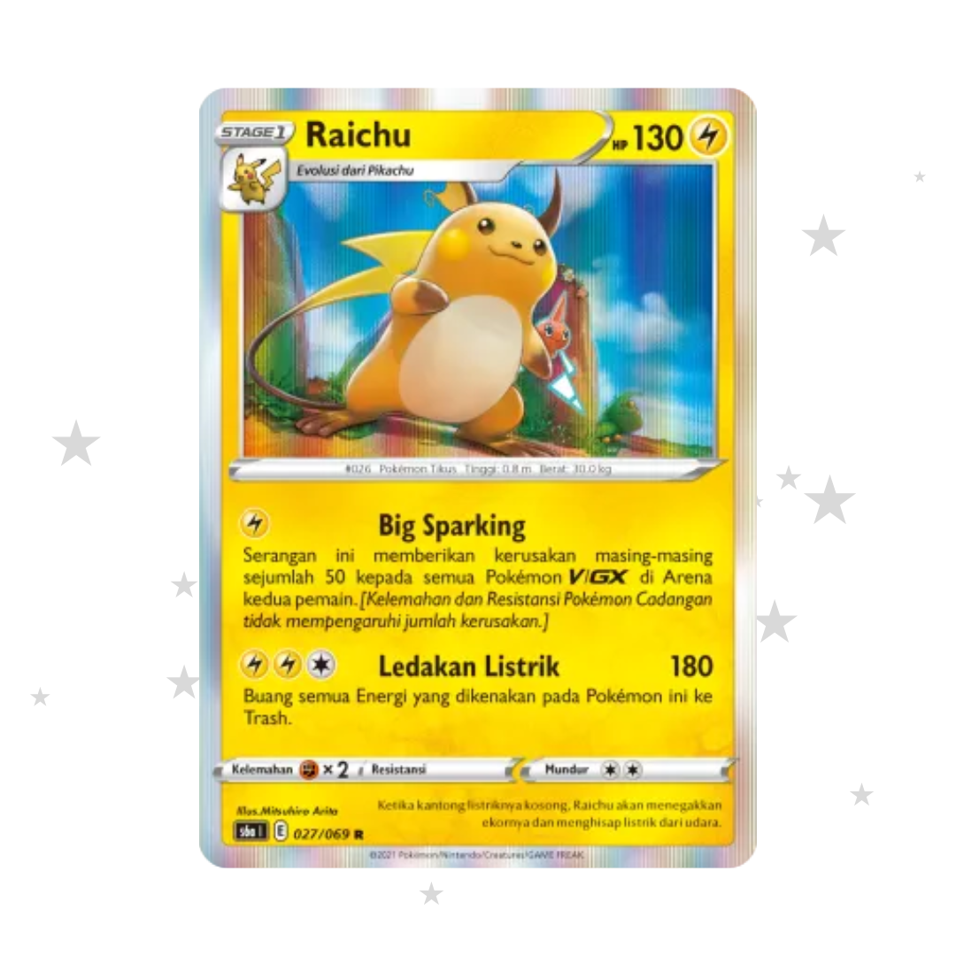 Raichu 027/069 Holo - Eevee Heroes S6AI - Indonesian 🇮🇩