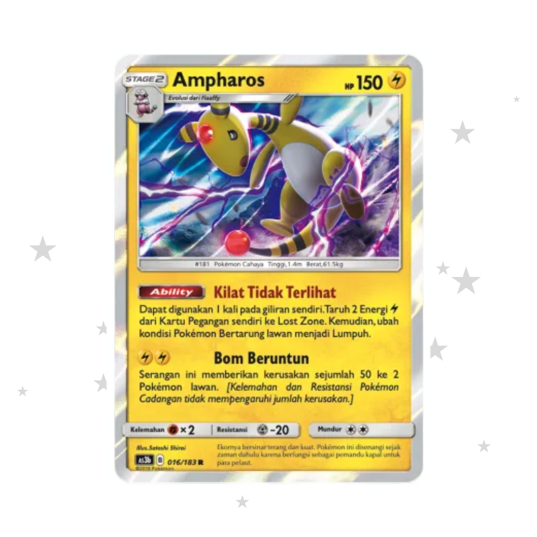 Ampharos 016/183 R Holo - Seri Ketiga (Set B) AS3B - Indonesian 🇮🇩 - ShuppetMaster TCG