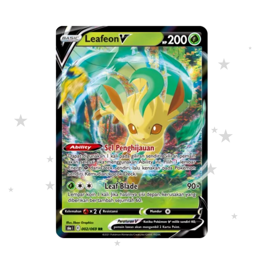 Leafeon V 002/069 SR - Eevee Heroes S6AI - Indonesian 🇮🇩 - ShuppetMaster TCG