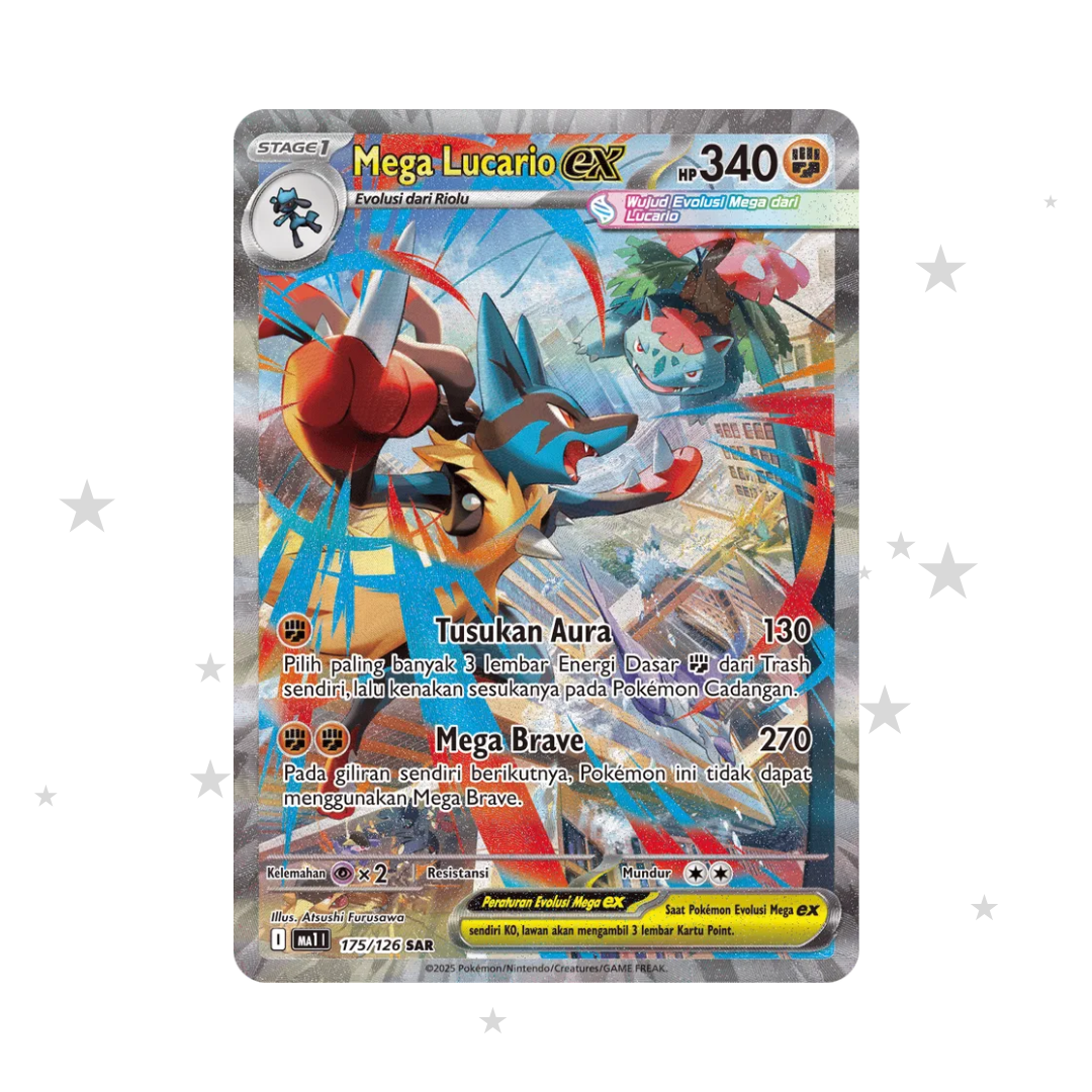 Mega Lucario ex 175/126 SAR - Evolusi Mega MA1I - Indonesian 🇮🇩 - ShuppetMaster TCG