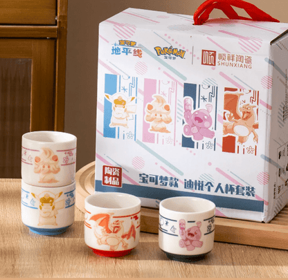 October Special Delivery - Shunxiang Ceramics x Pokémon China Ceramic Teacup Set - 4 Cups - ShuppetMaster TCG