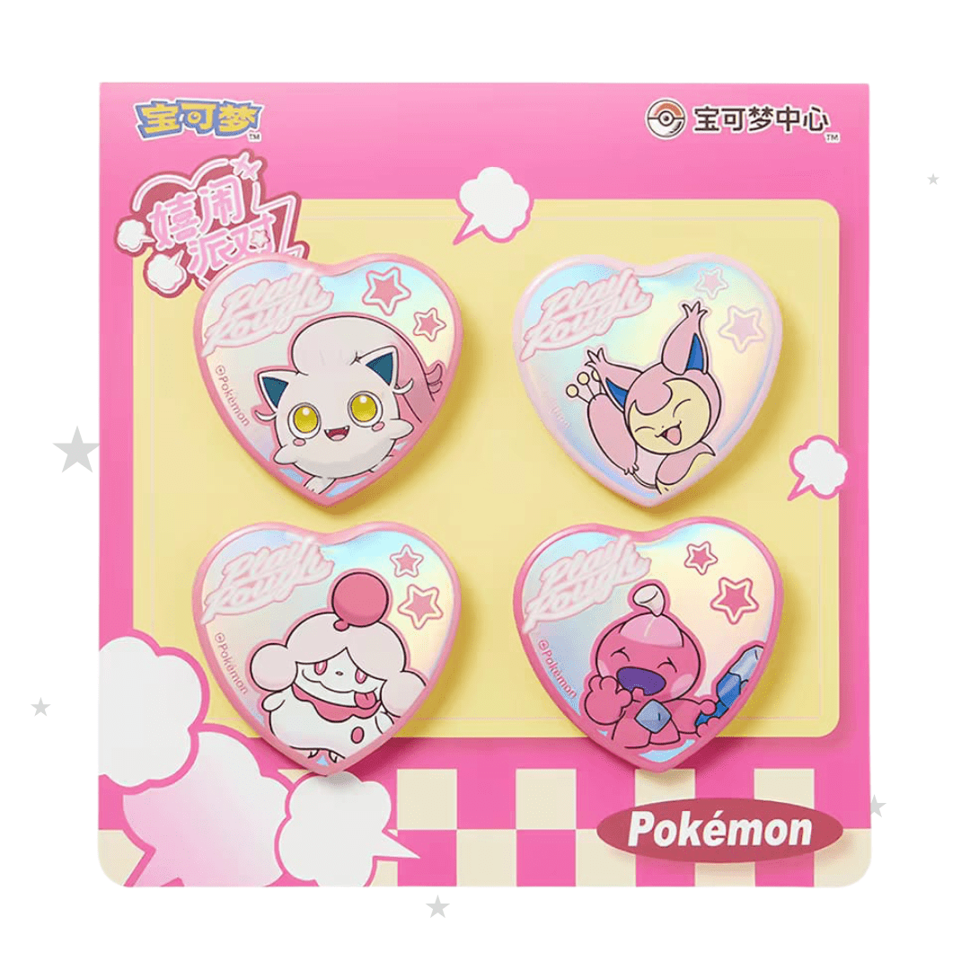 Pokémon China 'Play Rough' Range - Scream Tail, Slurpuff, Skitty & Tinkatink Badge Set - ShuppetMaster TCG
