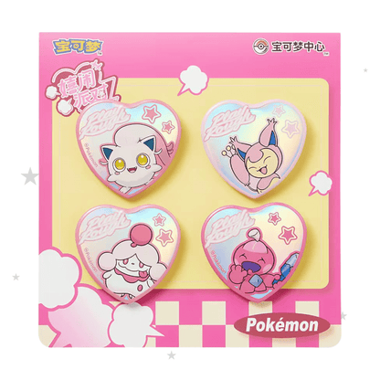 Pokémon China 'Play Rough' Range - Scream Tail, Slurpuff, Skitty & Tinkatink Badge Set - ShuppetMaster TCG