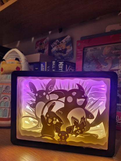 Pokémon Pikachu, Pichu & Raichu Family Backlit LED Paper Light Box - ShuppetMaster TCG