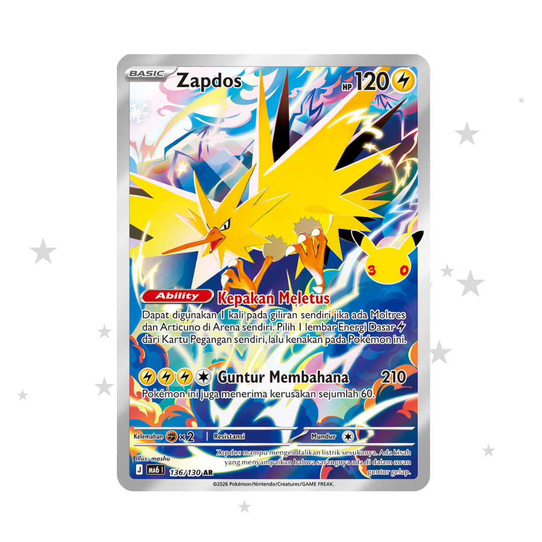 Zapdos 136/130 AR - 30th Celebrations - Indonesian 🇮🇩 - ShuppetMaster TCG